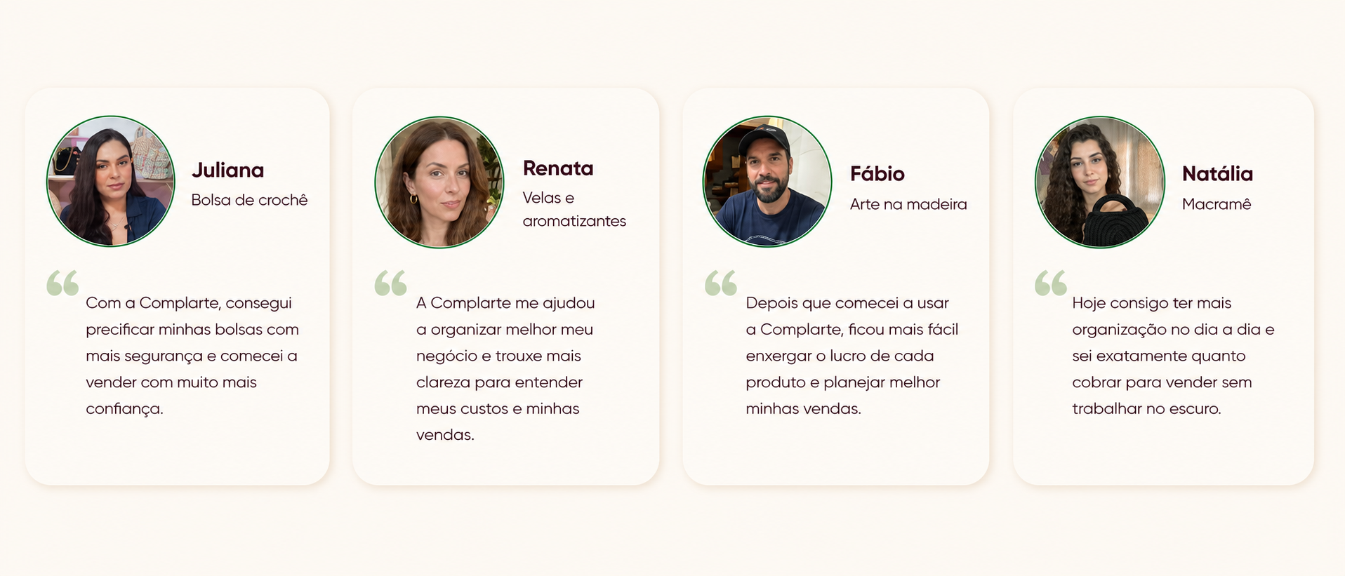 Depoimentos de artesãos e artesãs da Complarte